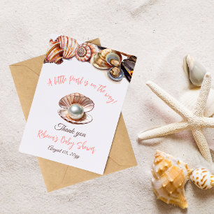 A Little Pearl Under the Sea Girl Baby Shower Thank You Card