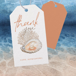 A Little Pearl Watercolor Seashell Baby Shower Gift Tags