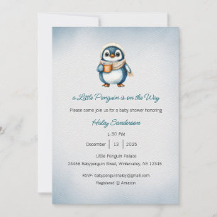 A Little Penguin is on the Way Invitation, Baby Invitation