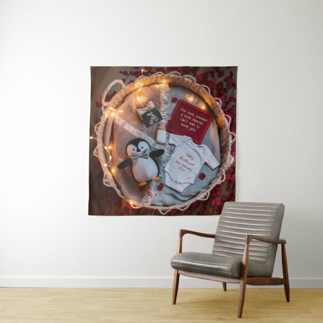 A little penguin love pregnancy announcement  tapestry (In Situ)