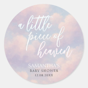 A Little Piece of Heaven Modern Baby Shower  Classic Round Sticker