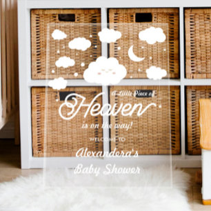 A Little Piece of Heaven Sent Baby shower Welcome Acrylic Sign