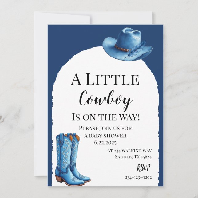 A Little Pink Cowboy Is On The Way Invitation (Front)