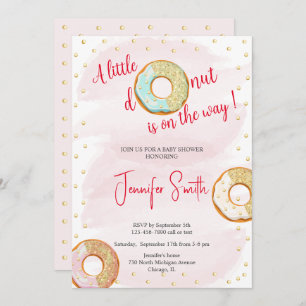 A Little pink golden doughnut Baby Shower invitati Invitation