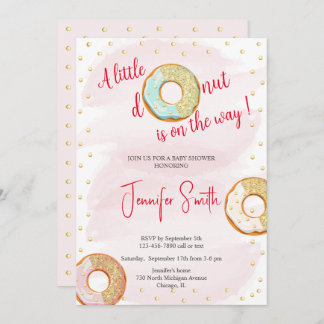 A Little pink golden doughnut Baby Shower invitati Invitation