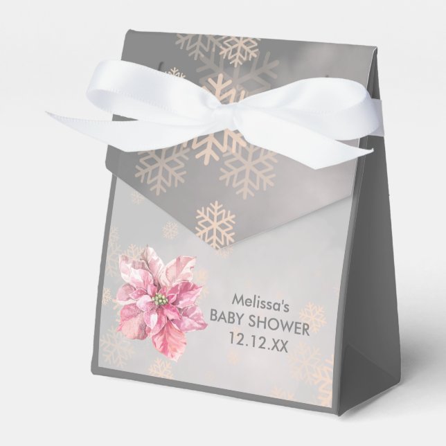 A Little Pink Snowflake Pink Poinsettia Favour Box (Front Side)
