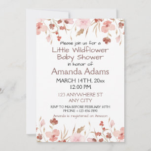 A Little Pink Wildflower Girl Baby Shower Invitation