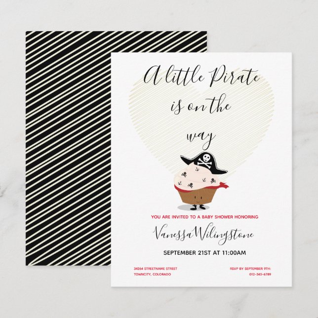 A Little Pirate is on the way Baby Shower Invitation (Front/Back)