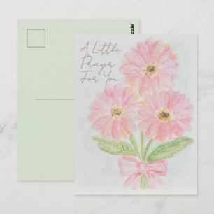 A Little Prayer For You   Pink Gerber Daisy Water Postcard