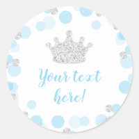 A Little Prince Baby Shower Labels Blue & Silver