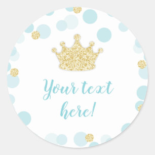 A Little Prince Baby Shower Labels in Blue Gold