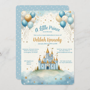 A Little Prince Castle and Balloon Baby Shower  Invitation