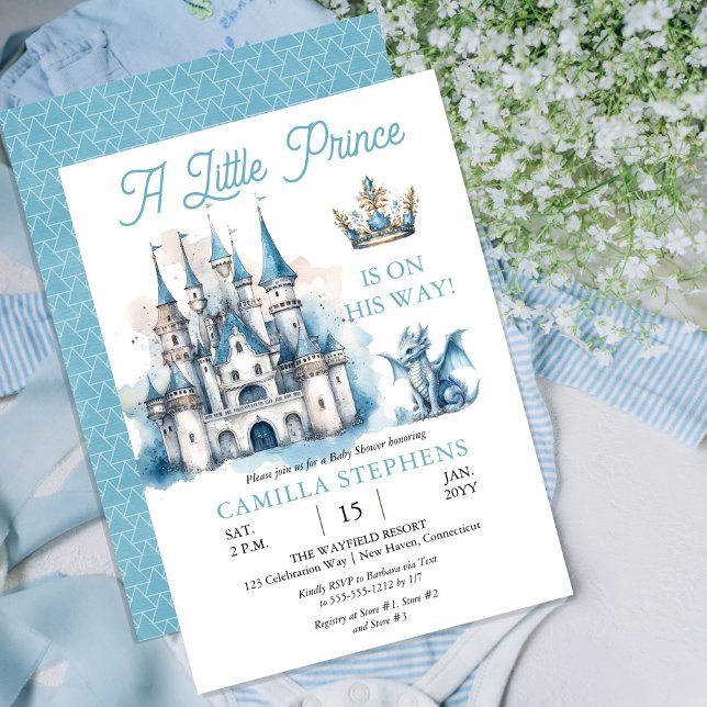 A Little Prince Is On His Way Boy Baby Shower Invitation (Fit for royalty, this "A Little Prince Is On His Way" Boy Baby Shower is perfect for celebrating!)