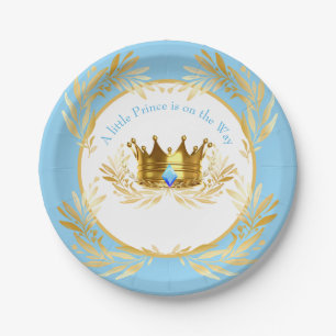 A little Prince is on the way baby Invitation Paper Plate