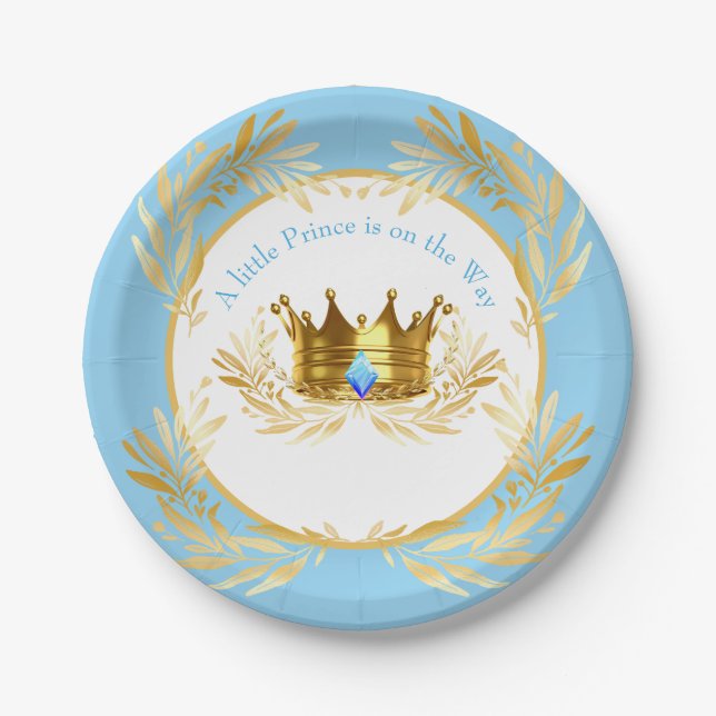 A little Prince is on the way baby Invitation Paper Plate (Front)