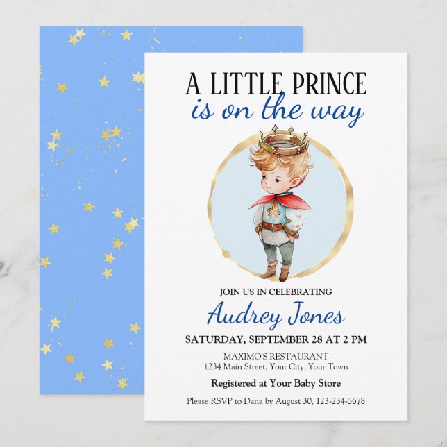 A Little Prince Is On The Way Baby Shower Invitation (Front/Back)