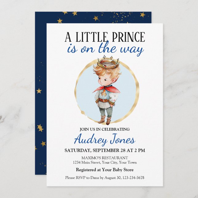 A Little Prince Is On The Way Baby Shower Invitation (Front/Back)