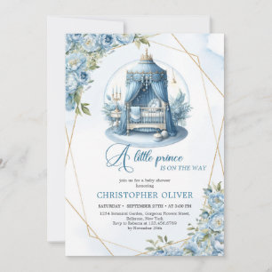 A little prince is on the way boy baby shower invitation