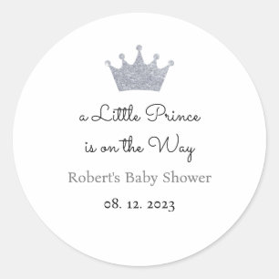 A Little Prince is on the Way Labels, Favour  Classic Round Sticker