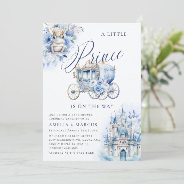 A Little Prince Royal Blue Shower Invitation (Standing Front)