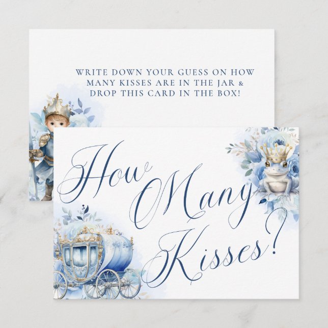 A Little Prince Royal Blue Shower Kisses Invitation (Front/Back)