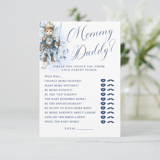 A Little Prince Royal Blue Shower Mummy Or Daddy Invitation (Standing Front)