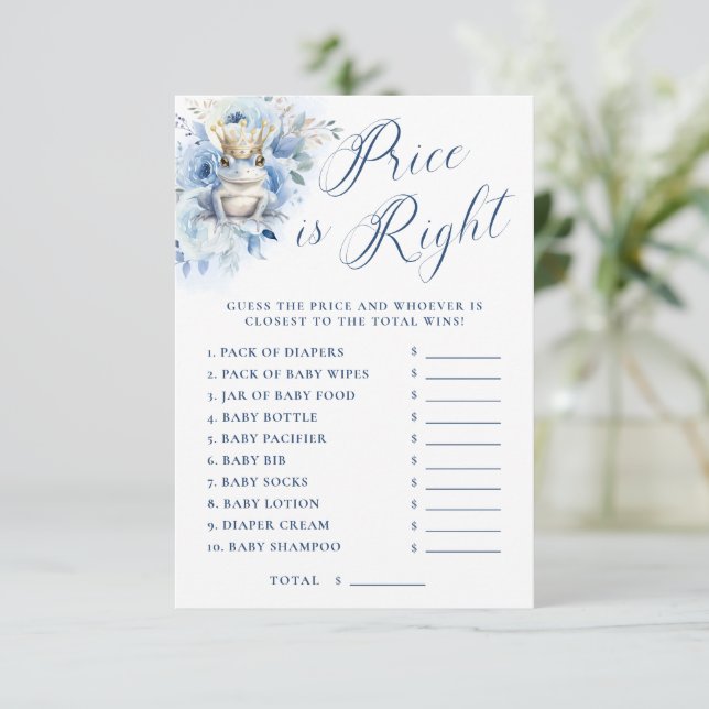A Little Prince Royal Blue Shower Price is Right Invitation (Standing Front)