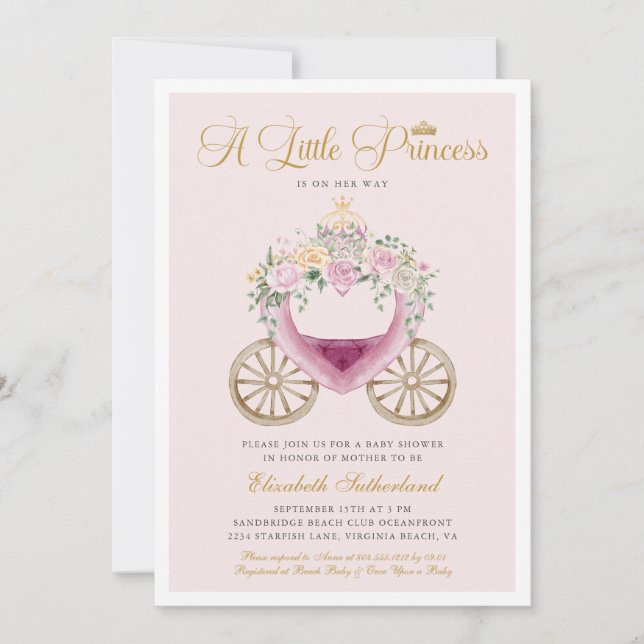 A Little Princes is On Her Way Girl Baby Shower  Invitation (Front)