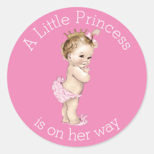 A Little Princess Baby Shower Pink Classic Round Sticker