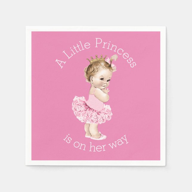 A Little Princess Ballerina Baby Shower Pink Napkin (Front)