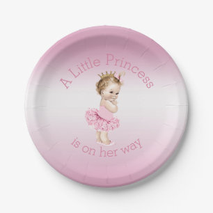 A Little Princess Ballerina Baby Shower Pink Paper Plate