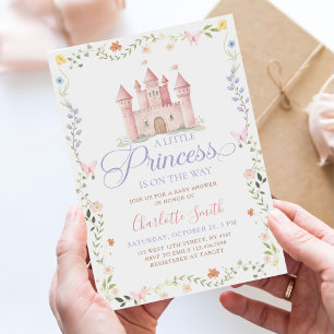 A Little Princess Castle Floral Baby Shower Invitation