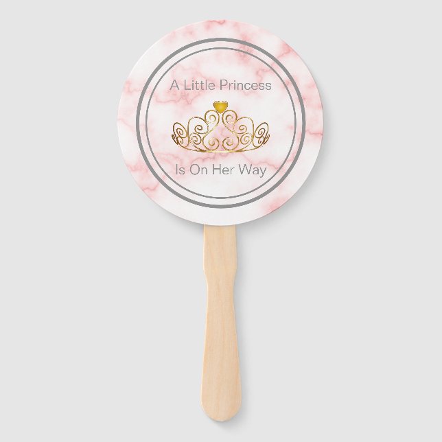 A Little Princess Is On Her Way Baby Shower Hand Fan (Front)