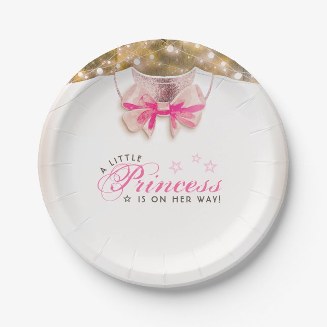 A Little Princess is on Her Way Baby Shower Paper Plate (Front)