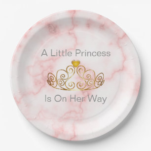 A Little Princess Is On Her Way Girl Baby Shower Paper Plate