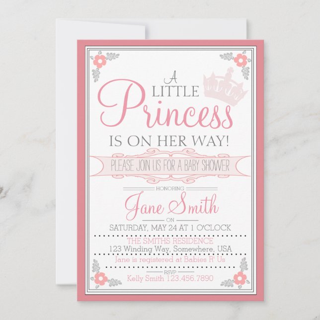 A Little Princess Is On Her Way Invitation (Front)