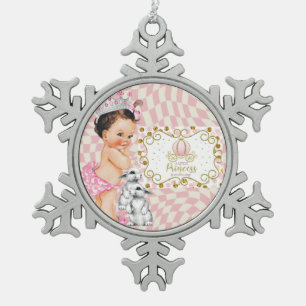 A Little Princess is On Her Way. Snowflake Pewter Christmas Ornament