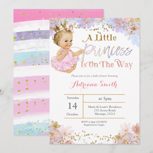 A Little Princess is on the way invitation (Front/Back)
