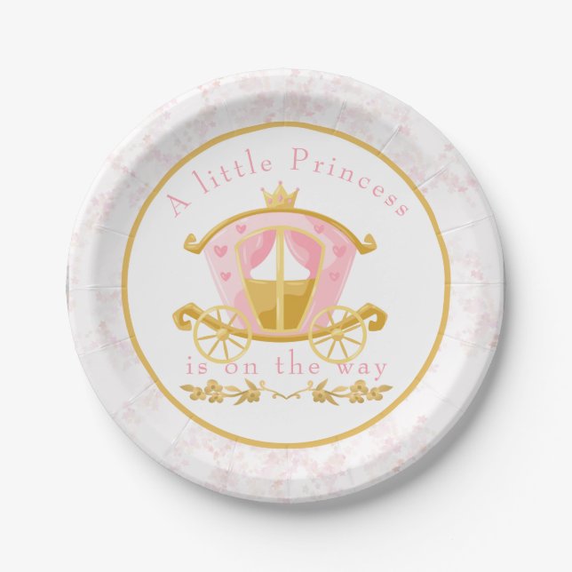 A Little Princess is on the Way Invitation Paper Plate (Front)