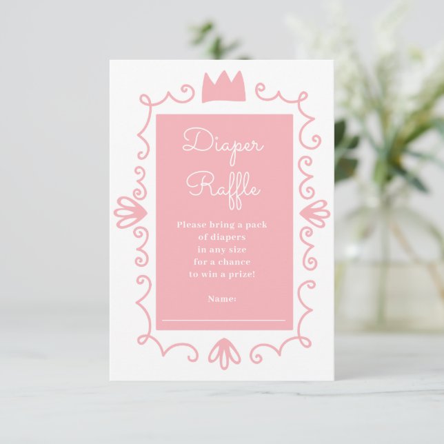 A Little Princess Modern Pink Girl Baby Shower Enclosure Card (Standing Front)