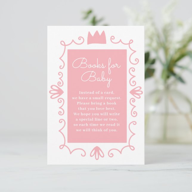A Little Princess Modern Pink Girl Baby Shower Enclosure Card (Standing Front)