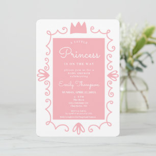 A Little Princess Modern Pink Girl Baby Shower Invitation