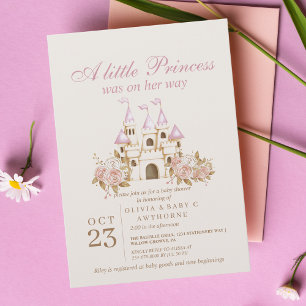 A little Princess Pink Gold Castle Baby Shower Invitation