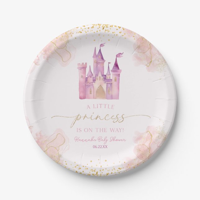 A Little Princess Royal Castle Baby Shower Paper Plate (Front)