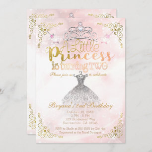 A Little Princess turning TWO 2nd Birthday Party Invitation