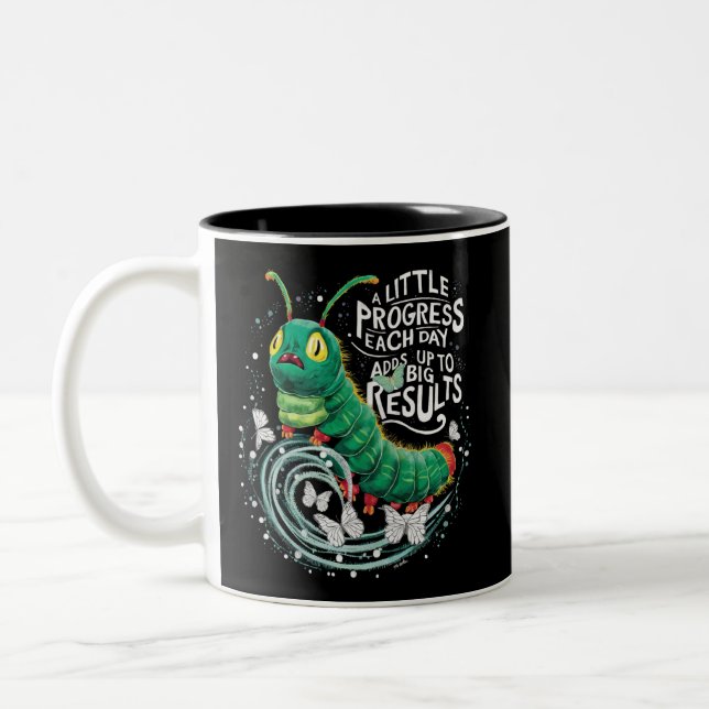 A Little Progress Each Day Hungry Caterpillar  Two-Tone Coffee Mug (Left)