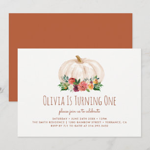 A Little Pumpkin 1st Birthday Invitation