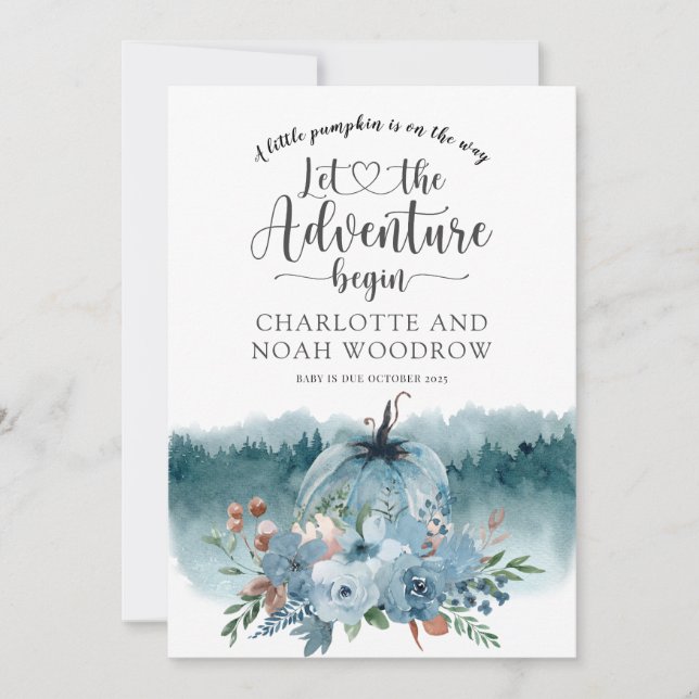 A Little Pumpkin Adventure Begins Pregnancy  Announcement (Front)