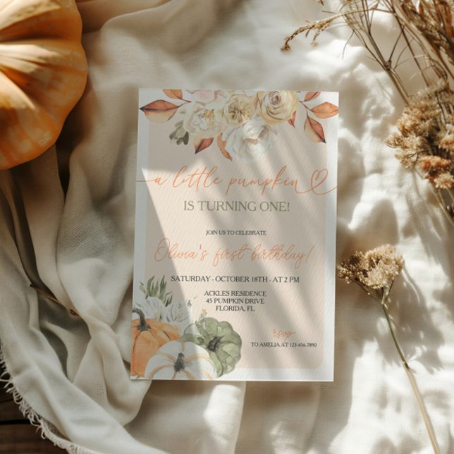 A Little Pumpkin Autumn Birthday Invitation (Creator Uploaded)
