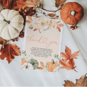 A Little Pumpkin Autumn Birthday Thank You Card